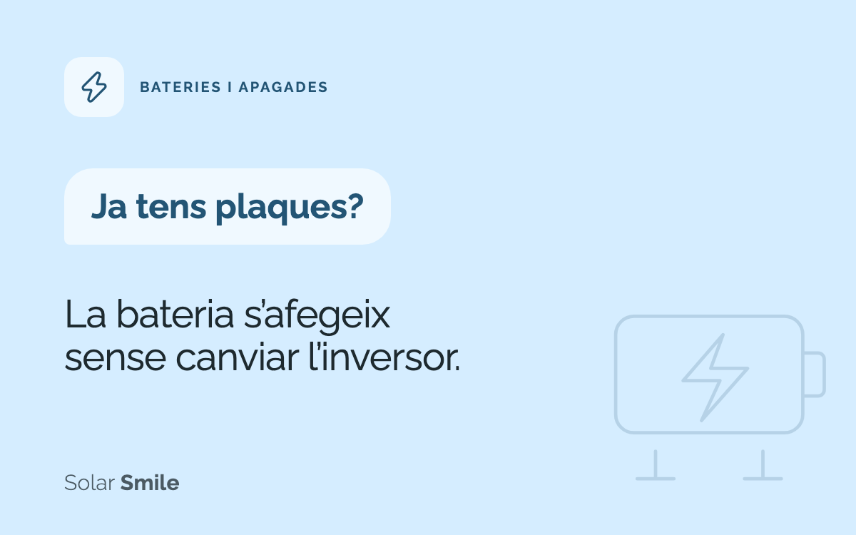 Ja tens plaques? La bateria s’afegeix sense canviar l’inversor.